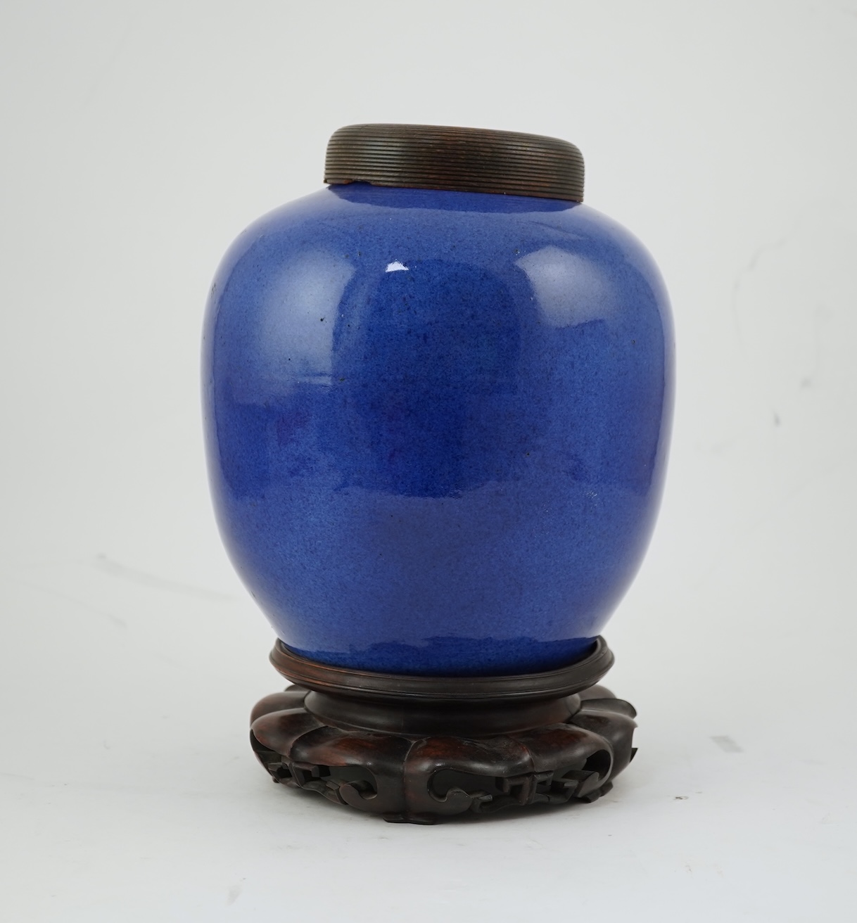 A Chinese powder blue glazed globular jar, 19th century